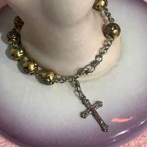 Gold tone Bracelet with Small Cross